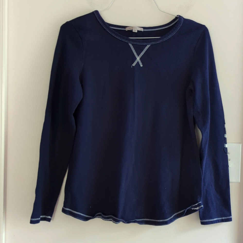 French Girl Chic Striped Elbow Patch Top